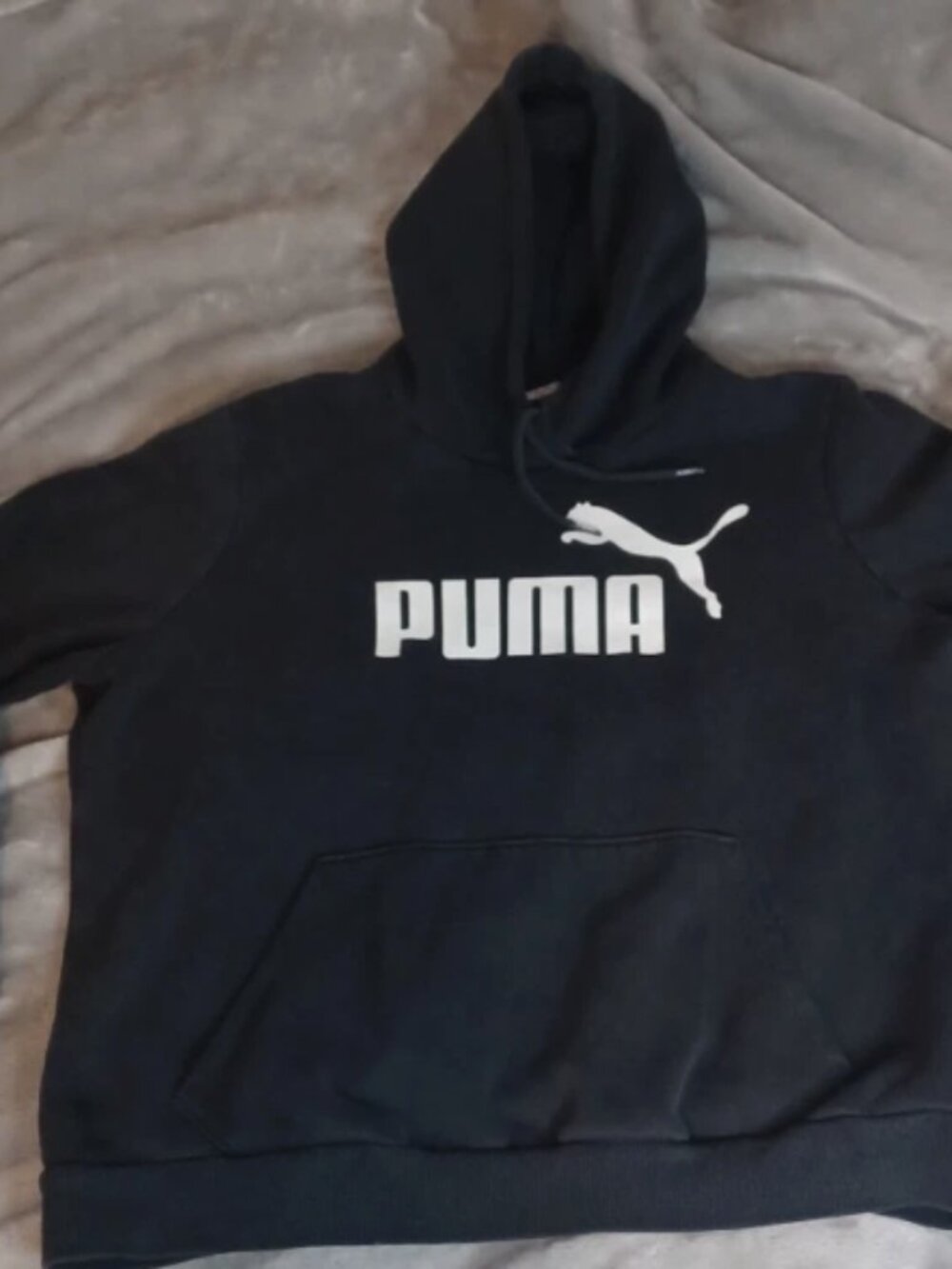 Womens Puma Black Cropped Hoodie Size XL Streetwear Casual Athletic